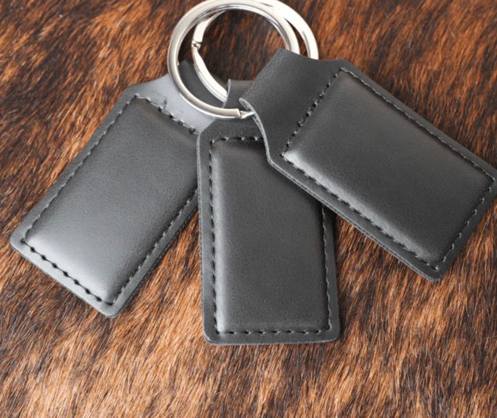 Leatherette Rectangular Keychain