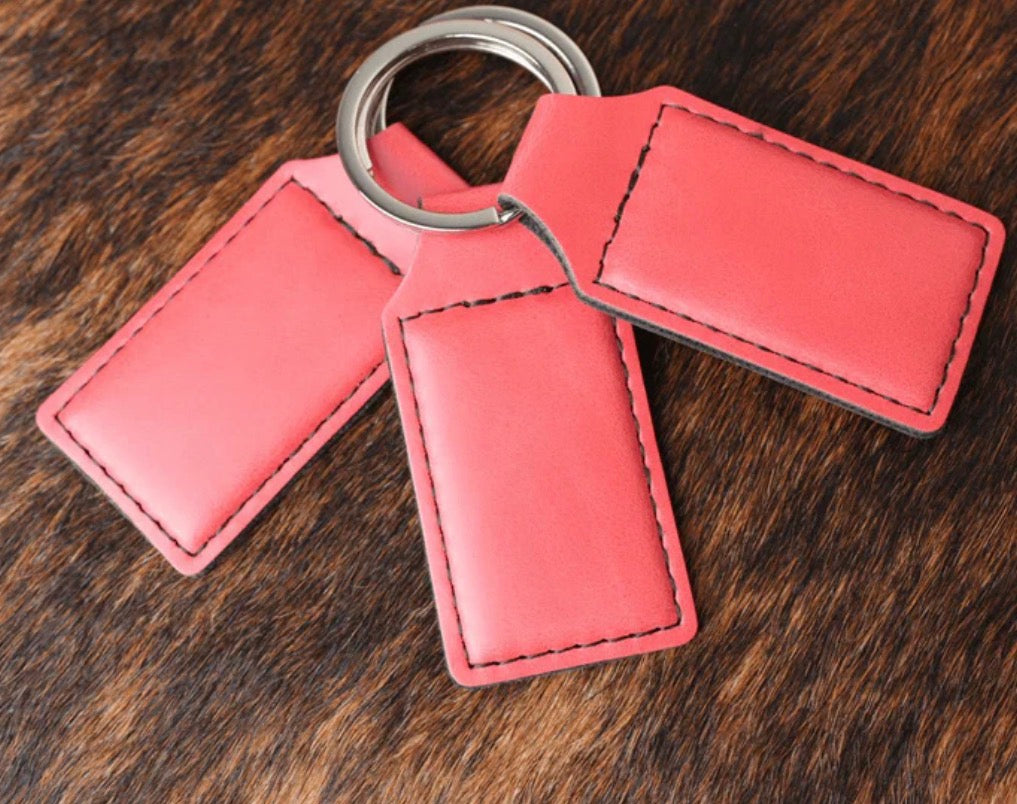 Leatherette Rectangular Keychain