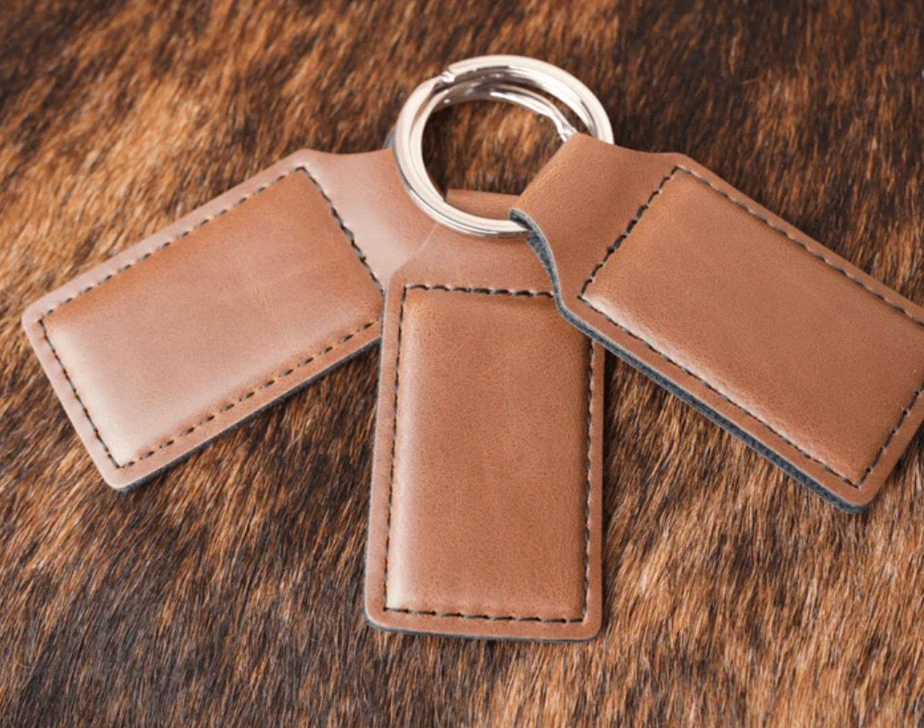 Leatherette Rectangular Keychain
