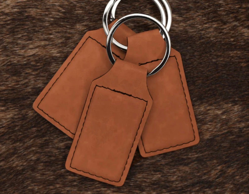 Leatherette Rectangular Keychain