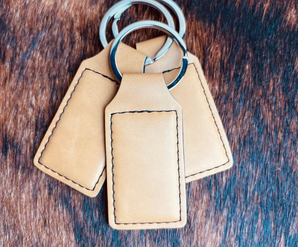 Leatherette Rectangular Keychain