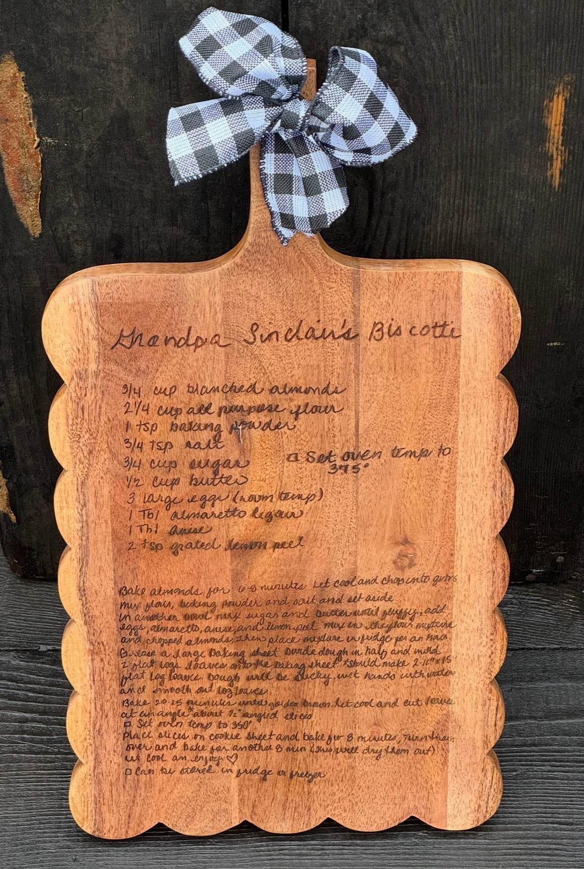 Handwritten Recipe Board