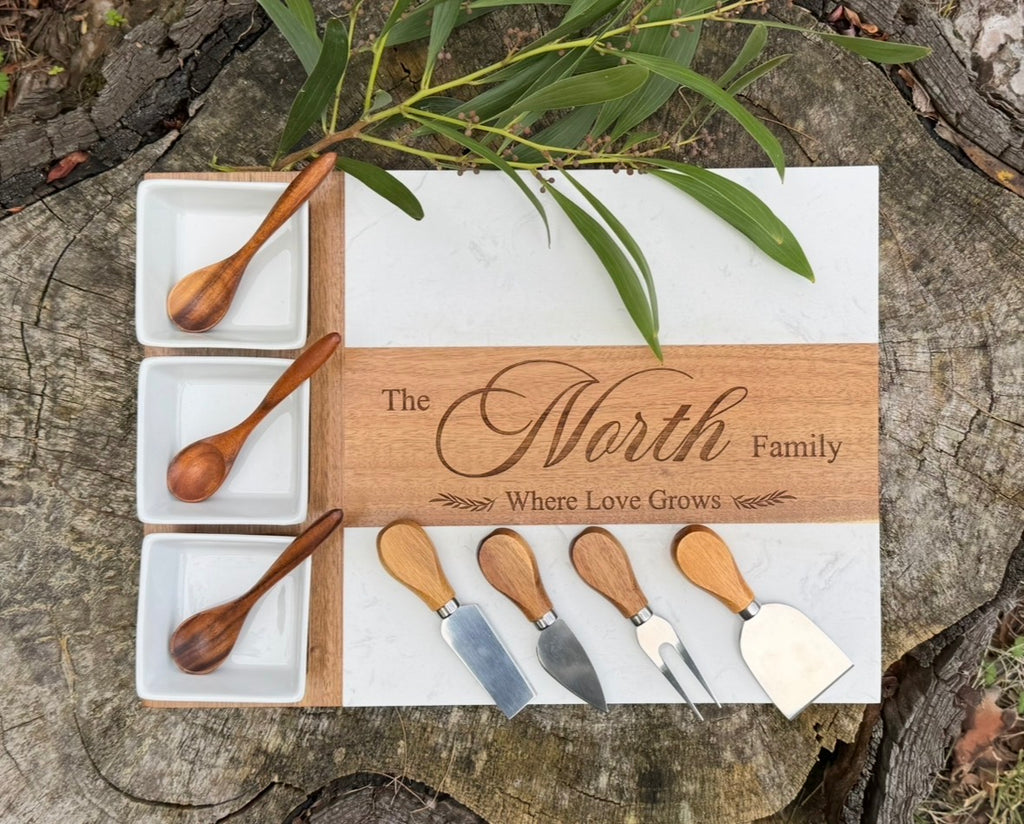 Marble Acacia Wood Charcuterie Board