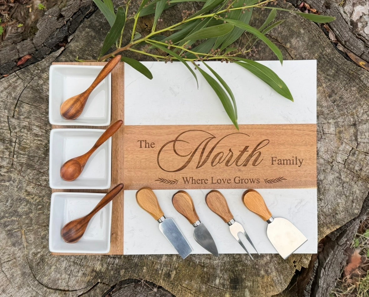 Marble Acacia Wood Charcuterie Board