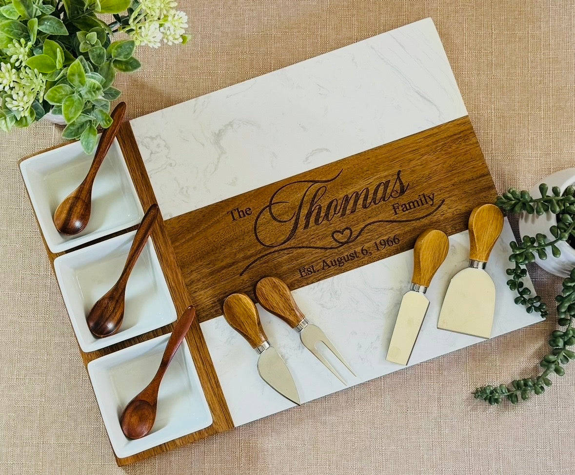 Marble Acacia Wood Charcuterie Board