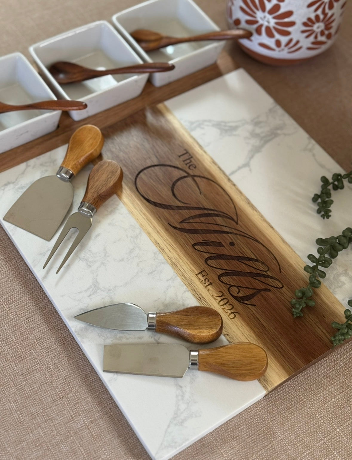 Marble Acacia Wood Charcuterie Board