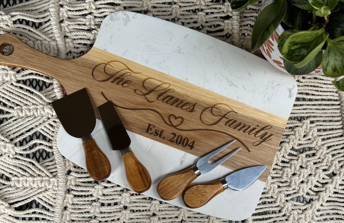 Marble Acacia Wood Serving Board
