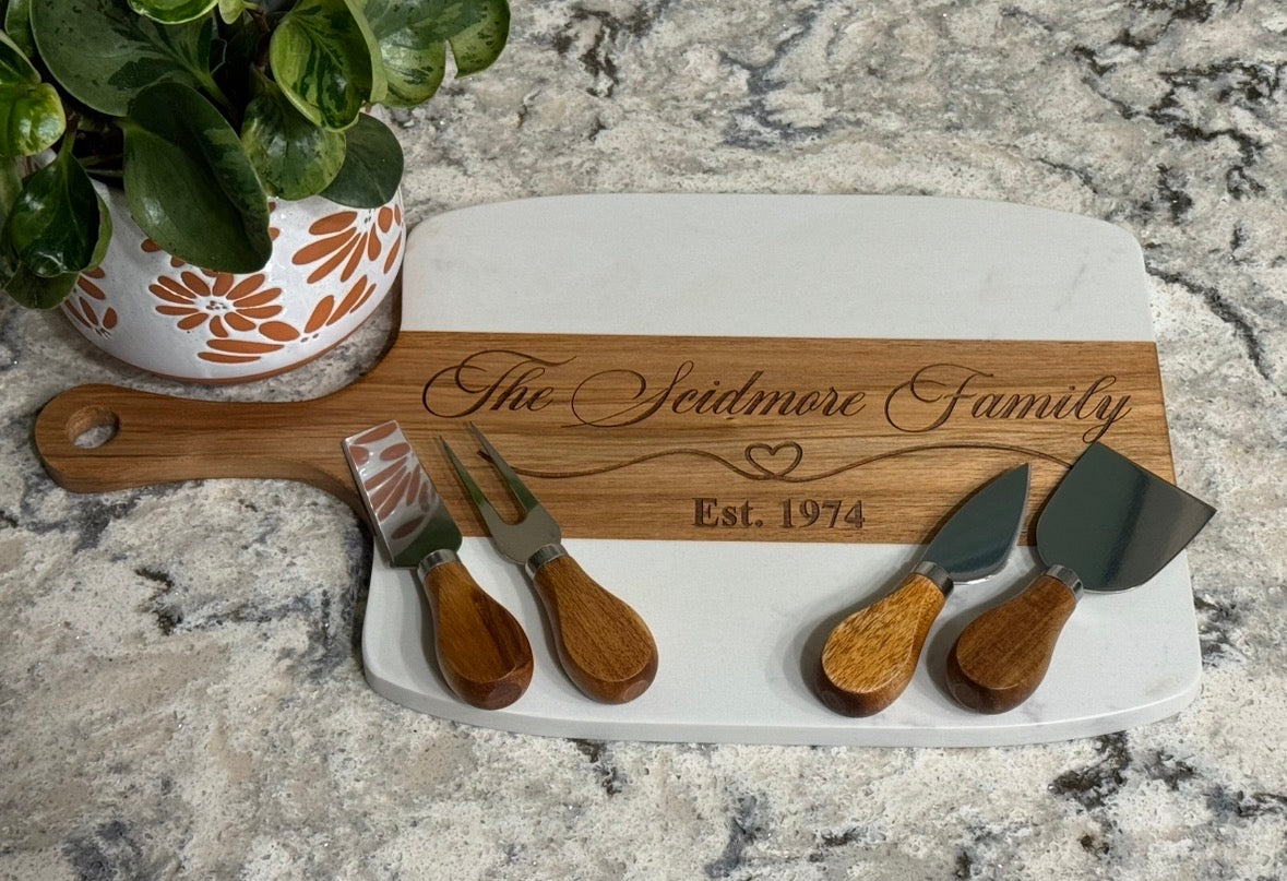Marble Acacia Wood Serving Board
