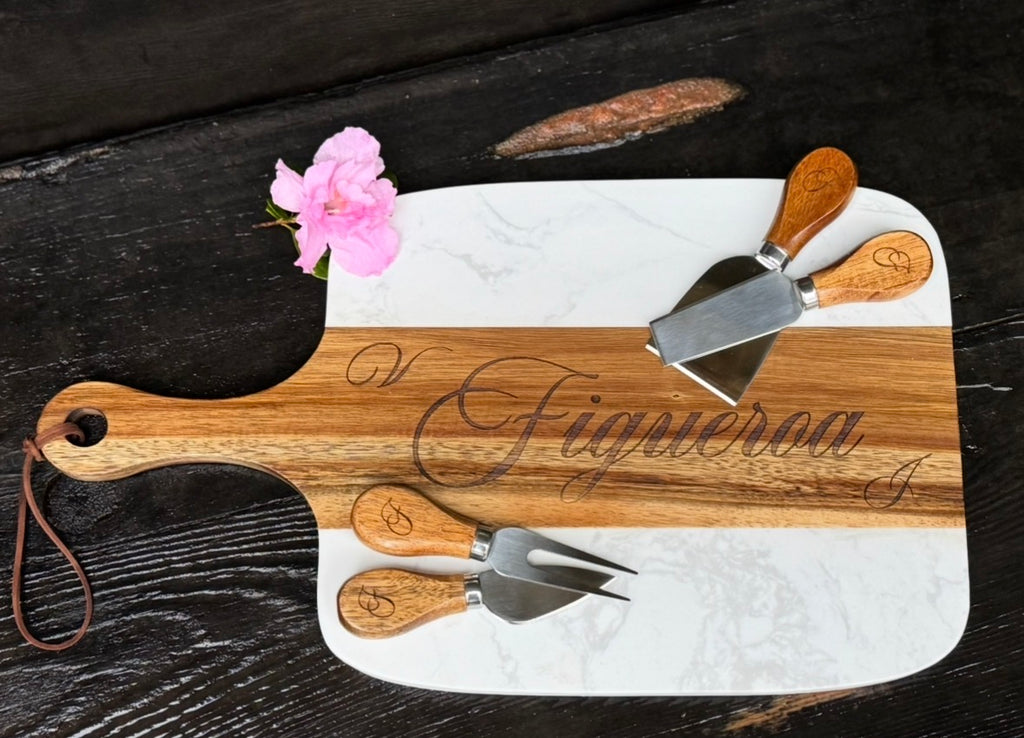 Marble Acacia Wood Serving Board