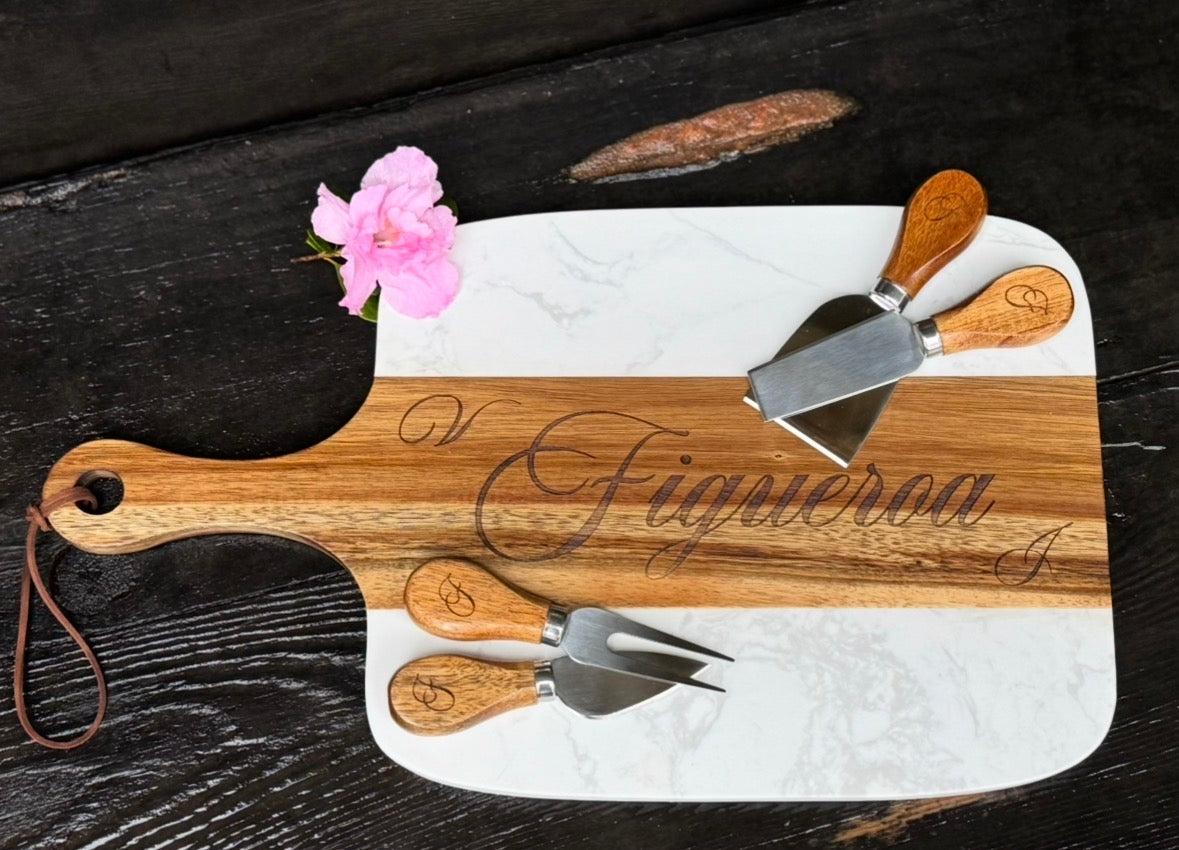 Marble Acacia Wood Serving Board
